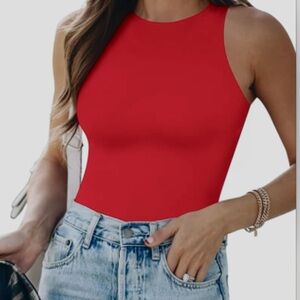 Red Tank Top Bodysuit